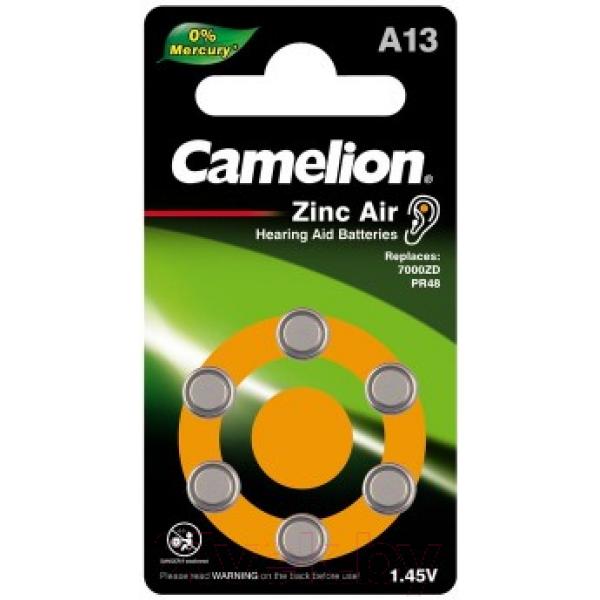 Батарейка Camelion ZA13 BP6 Mercury Free 1.4V