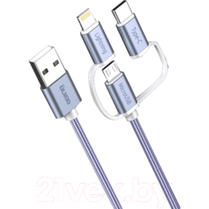 Кабель Olmio USB 2.0 - microUSB/Lightning/TypeC 2.1A / 038896