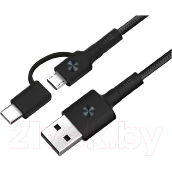 Кабель ZMI L403 Micro/Type-C to USB-A Combo Braided / ZMKAL403CNBK