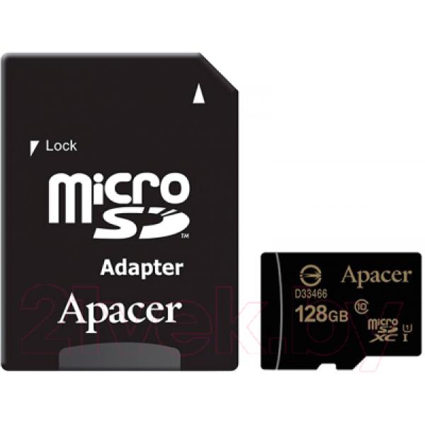 Карта памяти Apacer microSDHC (Class 10) 128GB + адаптер (AP128GMCSX10U1-R)