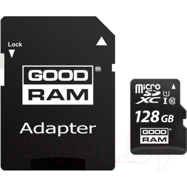 Карта памяти Goodram microSD UHS-I Class 10 128GB + адаптер (M1AA-1280R12)