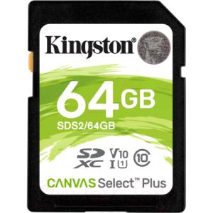 Карта памяти Kingston Canvas Select Plus 100R microSDXC Class10 UHS-I U1 V10 64GB