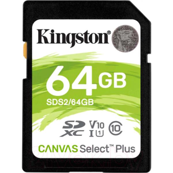 Карта памяти Kingston Canvas Select Plus 100R microSDXC Class10 UHS-I U1 V10 64GB