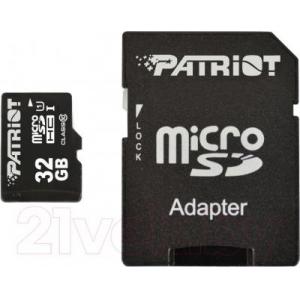 Карта памяти Patriot microSDHC (Class 10) 32 Gb + адаптер (PSF32GMCSDHC10)