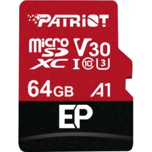 Карта памяти Patriot microSDXC EP Series UHS-I U3 V30 A1 64GB (PEF64GEP31MCX)