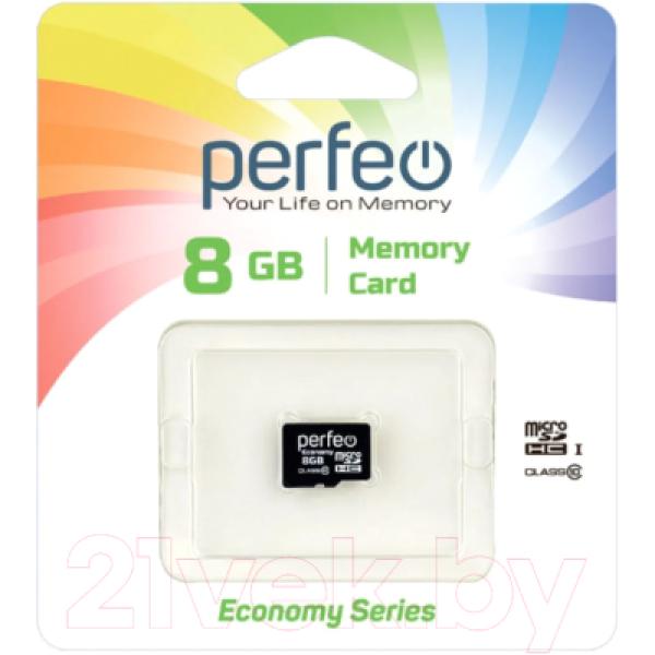 Карта памяти Perfeo MicroSDHC 8GB (Class 10) / PF8GMCSH10ES