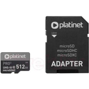 Карта памяти Platinet Pro 3 microSDXC 512GB (Class10) A2 / PMMSDX512UIII