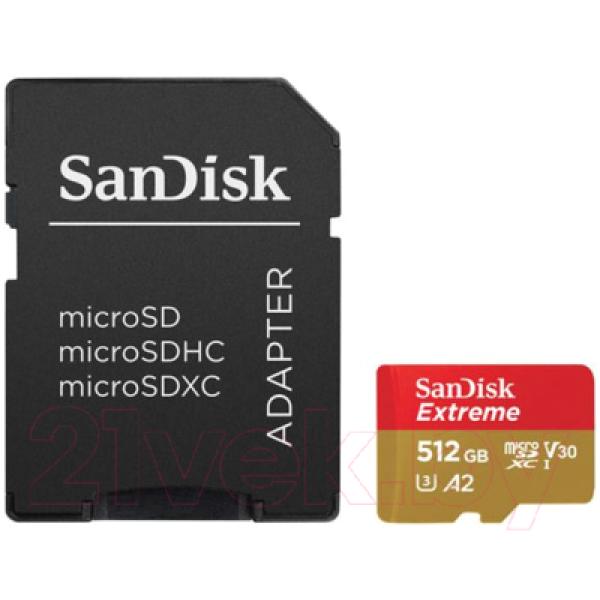 Карта памяти SanDisk Extreme 512Gb + адаптер (SDSQXA1-512G-GN6MA) Extreme