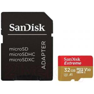 Карта памяти SanDisk Extreme MicroSDHC 32GB + адаптер (SDSQXAF-032G-GN6AA)