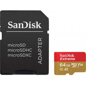 Карта памяти SanDisk Extreme MicroSDXC 64GB + адаптер (SDSQXA2-064G-GN6MA)