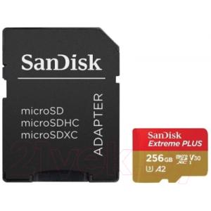 Карта памяти SanDisk Extreme Plus MicroSDXC 256GB + адаптер (SDSQXBZ-256G-GN6MA)