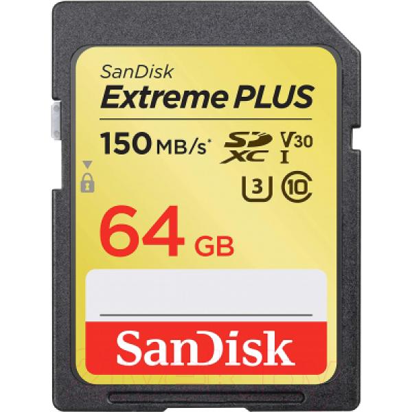 Карта памяти SanDisk Extreme Plus SDXC 64GB (SDSDXW6-064G-GNCIN)