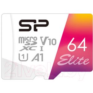 Карта памяти Silicon Power Elite MicroSDXC UHS-1 (Class 10) 64GB / SP064GBSTXBV1V20SP