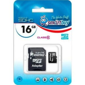 Карта памяти SmartBuy microSDHC (Class 10) 16 Гб + SD адаптер (SB16GBSDCL10-01)