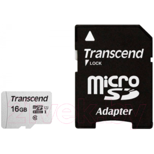 Карта памяти Transcend microSDHC 300S 16GB Class 10 UHS-I U1 (TS16GUSD300S-A)