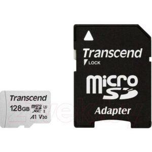 Карта памяти Transcend microSDXC 300S 128GB Class 10 UHS-I U3 (TS128GUSD300S-A)