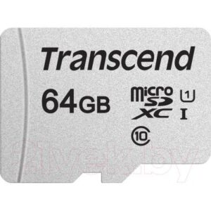 Карта памяти Transcend microSDXC 300S 64GB Class 10 UHS-I U1 (TS64GUSD300S-A)