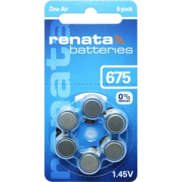 Комплект батареек Renata ZA-675 BL-6 1.4V