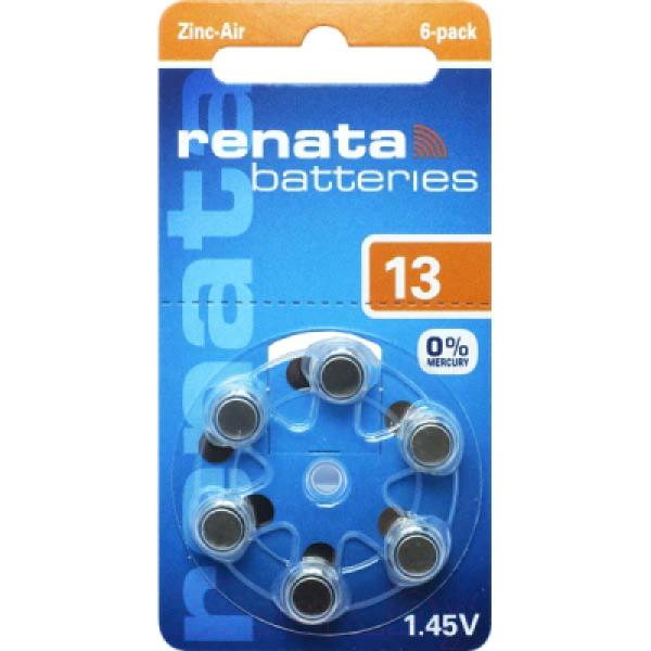 Комплект батареек Renata ZA13 BL-6 1.4V