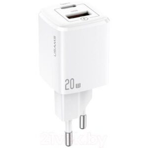Зарядное устройство сетевое Usams T37 2xUSB Type-A+Type-C 20W / CC128TC02