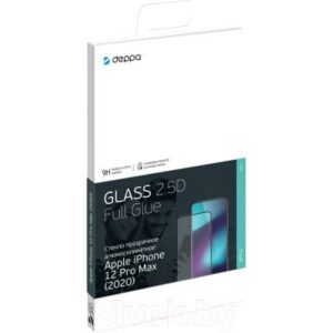 Защитное стекло для телефона Deppa Protective Glass 2.5D Classic Full Glue для iPhone 12 Pro Max