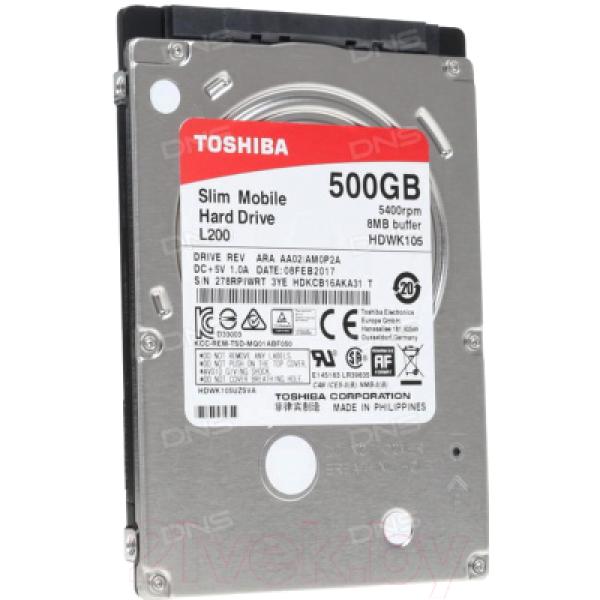 Жесткий диск Toshiba L200 Slim 500GB (HDWK105UZSVA)